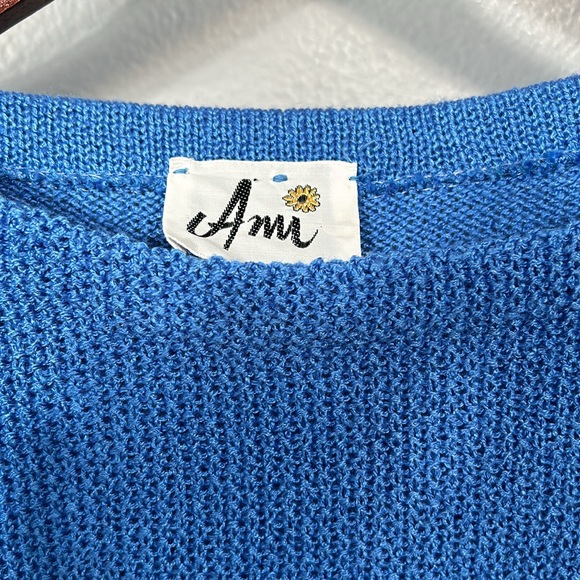 Vintage Ami Blue Boat Neck Mid-length sleeve knit top size small - Picture 4 of 12